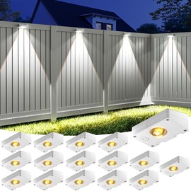 VOLISUN Solar Fence Lights, Fence Lights Solar Powered, IP65 Waterproof LED, 3 Color Temperatures Solar Light for Fence, Yard, Wall, Backyard (16 Pack, White)
