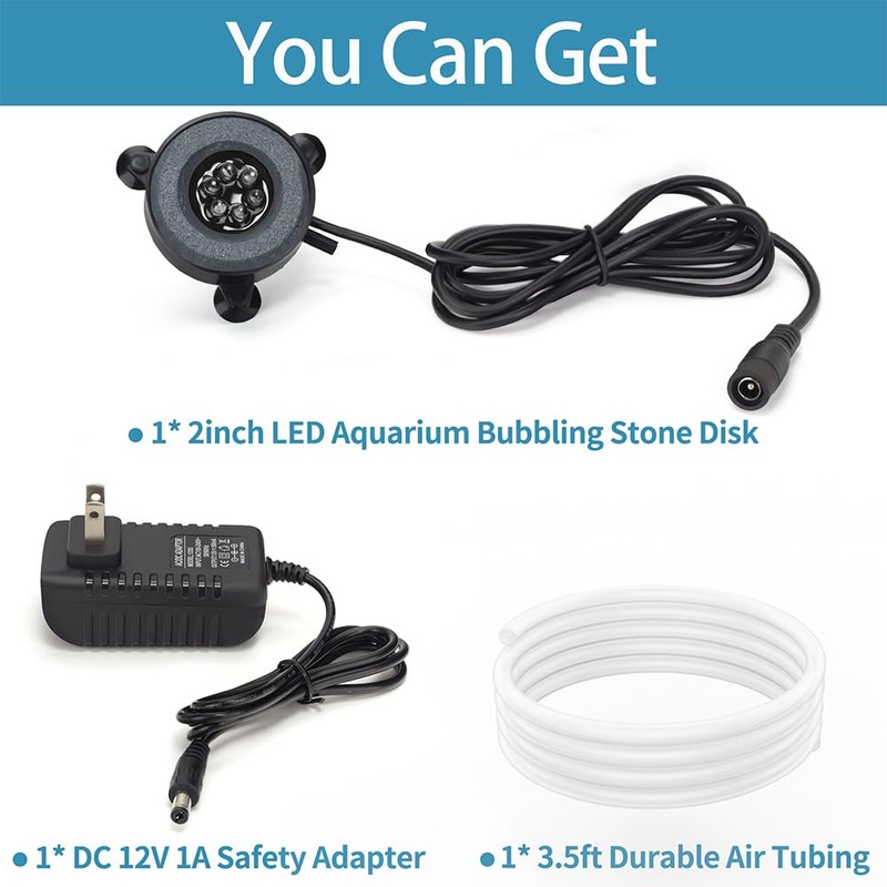 DaToo Aquarium LED Air Bubble Stone Disk Bubble Light 2