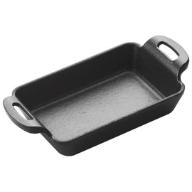Soro Essentials- 5-7/8" x 4-1/8" Rectangular Mini Cast Iron Induction Skillet Server 10 oz Matte Black Enamel– Cookware Saute Fry Pan Cast Iron Skillet Frying Pan Skillets Grill for Indoor Outdoor