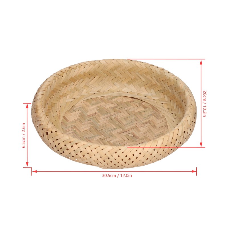 Round Bread Baskets Bamboo Hand Woven Fruits Vegetable Storage Basket