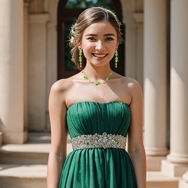 BriLove Flower Jewelry Set for Women,Crystal Rhinestones Flowers Marquise Cluster Statement Necklace Long Dangle Drop Earrings Wedding Bridal for Women Party Prom Light Green Gold-Tone