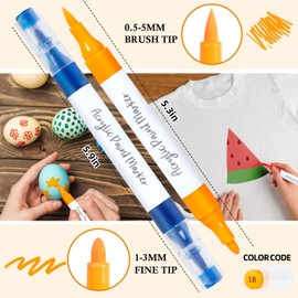YHC 120 Colors Acrylic Paint Pens with Free App, Dual Tip Acrylic Paint Markers with Brush Tip and Fine Tip for Adults, Kids, Eggs, Wood, Rock, Canvas, Plastic, Stone, Glass, Ceramic