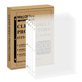 Page Protectors for 3 Ring Binder, Sheet Protectors 8.5 x 11 Inch, 200 Per Box Clear Sheet Protectors for 3 Ring Binder, Plastic Sleeves for Paper 8.5x11 Heavy Duty, Top Load & Reinforced 3-Hole.