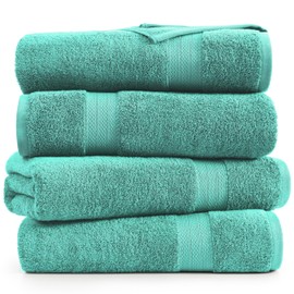 LANE LINEN Bathroom Towels Set (4 Pack)- 100% Cotton Luxury Bath Towels for Bathroom, Soft Shower Towels, Quick Dry Turkish Bath Towels, Super Absorbent Hotel Quality Bath Towel Set (28"x 54")- Teal