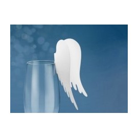 SDP1 - Tischkarten ENGELSFLÜGEL für das Glas, creme-weiß , 12,3 x 10,7 cm, 10 Stück