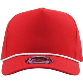 KBE-5-SNAP RED-WHT Classic 5 Panel Constructed Front Baseball Cap Adjustable Snapback Hat