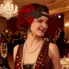 1920s Flapper Feather Headband with Rhinestones Beaded Great Gatsby Headpiece