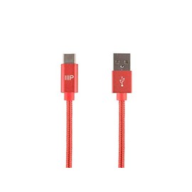 Monoprice USB 2.0 Type-C to Type-A Charge and Sync Nylon-Braid Cable - 10 Feet - Red, Fast Charging, Aluminum Connectors, Stay Synced - Palette Series