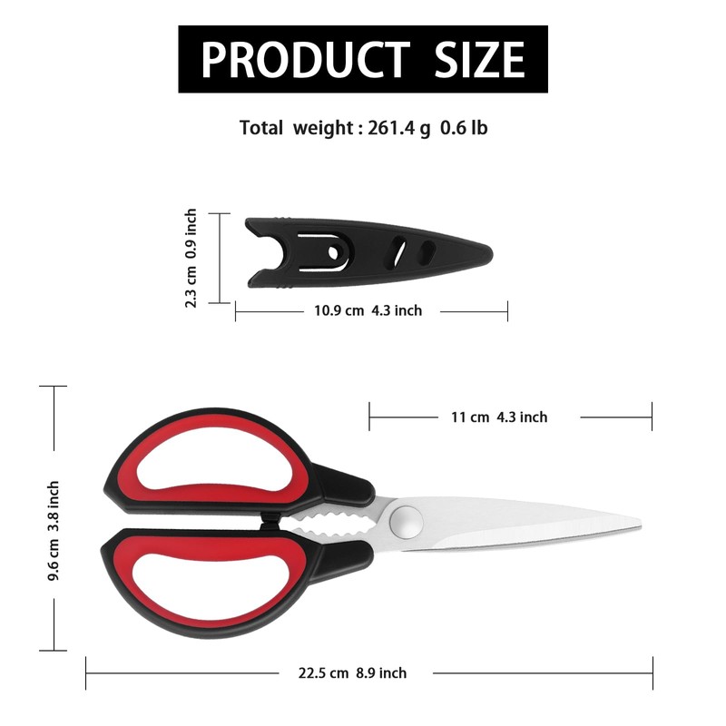 Tazoueoo Kitchen Scissors, Multipurpose Kitchen Shears with Cover, Sharp Stainless