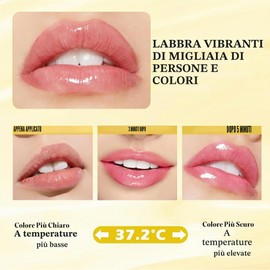 Rossetto Magico con Cambio di Colore, Balsamo Labbra pH Adattabile a Lunga Tenuta, Rossetto Ph Glow Brillante con Fiocchi d'Oro, Senza Trasferimento & Idratante