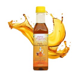Darsa Organics Cold-Pressed Mustard Oil 16.9 oz (500ml) – USDA Organic, Unrefined & Chemical-Free, Rich in Vitamin E & Omega-3, Great for Hair & Skin Care, Natural Massage & Remedies