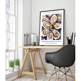 Oysters - Marennes-Oleron Minimalist Abstract Poster Colorful Floral Prints Aesthetic Painting Modern Bedroom Bathroom Wall Decor, Archival Matte, A5 (Print Only) - 21x14.8cm