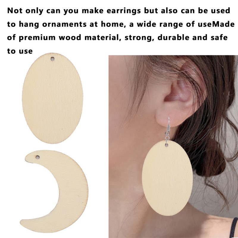 Wood Ornament Pieces Unfinished Wood Blank Earrings DIY Hand‑made Craft