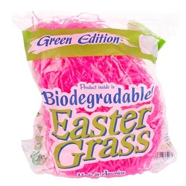 Biodegradable Eco Superbright Easter Grass Shred Plastic Gift Basket Fill, 1.5 oz, Pink
