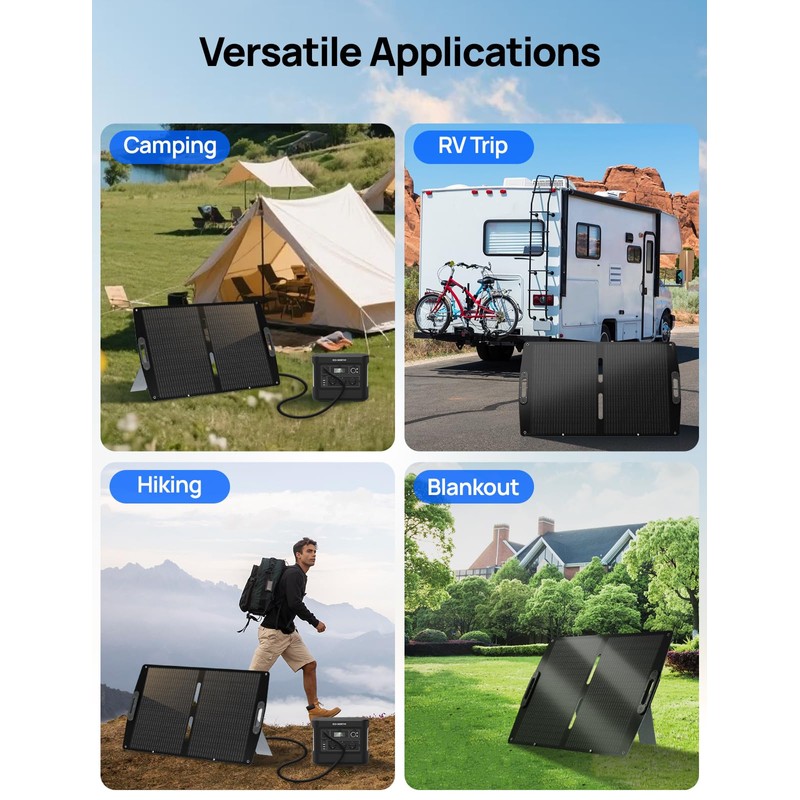 ECO-WORTHY 100W Portable Solar Panel for Power Stations,IP65 Waterproof &