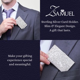 Z. Samuel Sterling Silver 925 Business Card Holder Case Hand Engraved Scroll Design