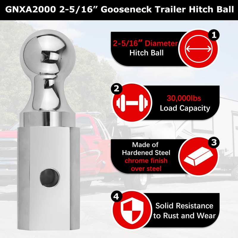 Gooseneck Ball Hitch GNXA2000 2-5/16" Replacement Compatible with B-W Trailer