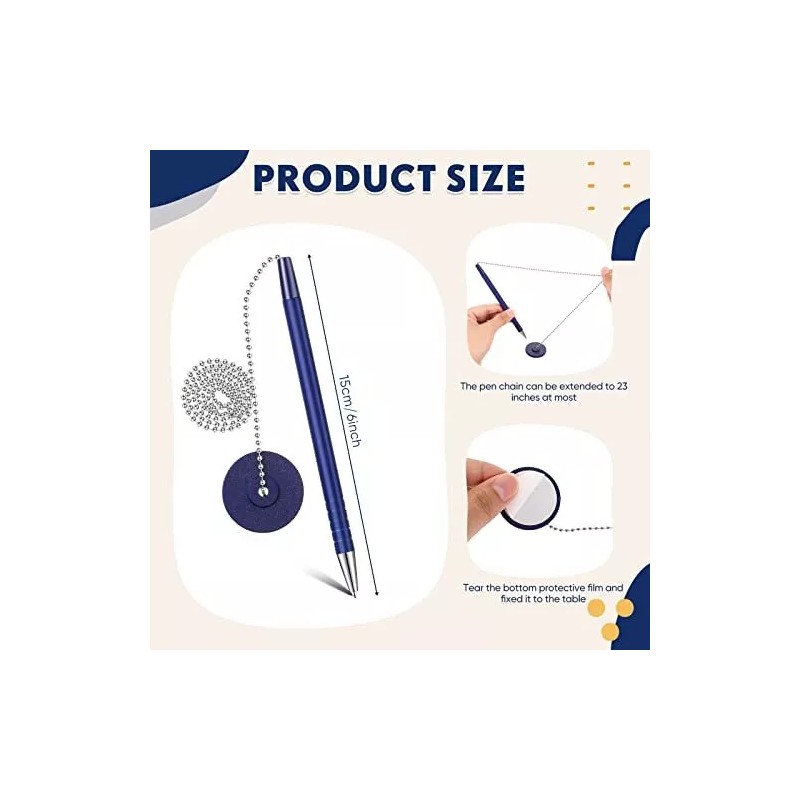 Pasimy 6 Pcs Secure Pen with Adhesive Pen Chain and