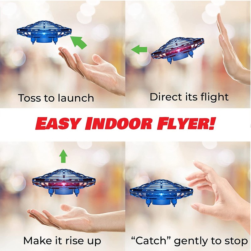 Hand Controlled Flying Drone Children Flying Toy Blue Hand Drone