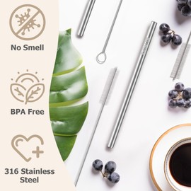 Replacement 316 Metal Stainless Steel Straws Compatible for Owala FreeSip Sway 30oz 40oz & FreeSip Tumbler 40oz Water Bottles,Eco-Friendly Alternative to Plastic Straws (9.76Inch)