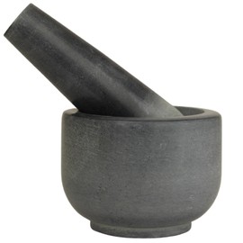 KC KULLICRAFT Marble Stone Mortar and Pestle, for Grind Spices, Powder Pesto, Mash Herbs, Crush Pills, Regular Size (3.75"X2.75" Mortar, 5" X1.5" Pestle, Grey)