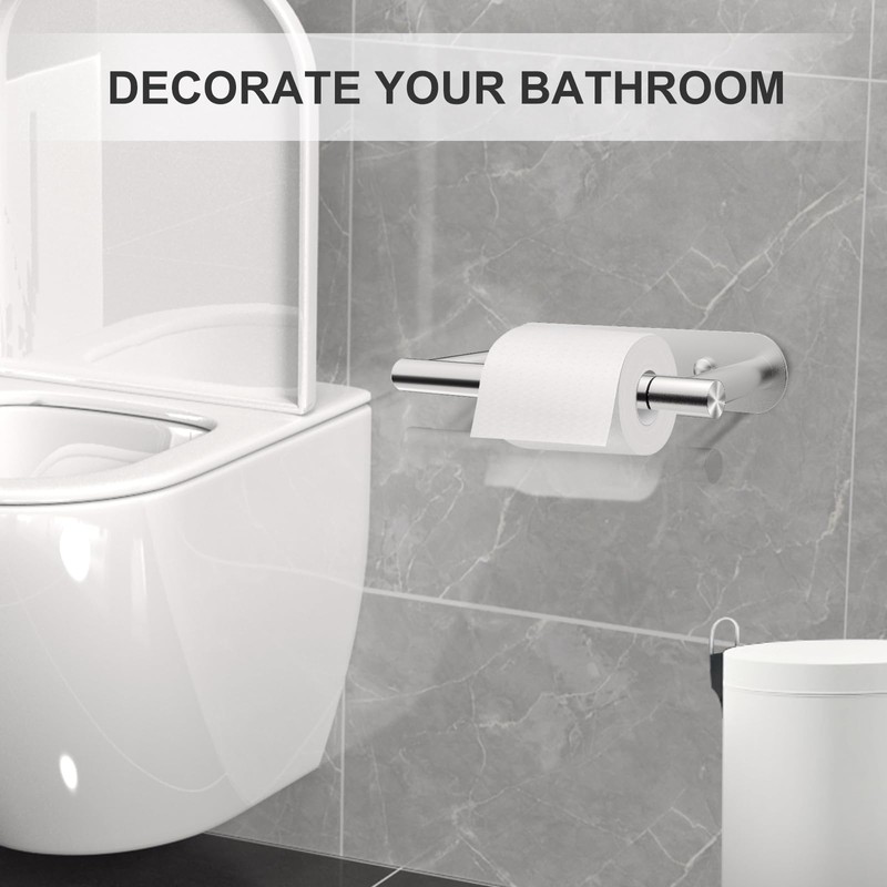SetSail Toilet Paper Holder Adhesive or Screw-in Brushed Nickel Bathroom