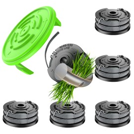 Chway 7 PCS Dual Weed Wacker String Compatible with Greenworks String Trimmer 2101602, 2101602A, STBA40B210, BST4000, 0.065" Line Replacement String(2900719) and Spool Cap Cover(6 Spools+1 Cap)