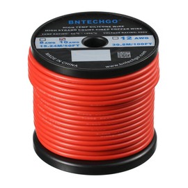 BNTECHGO 10 Gauge Silicone Wire Spool 50 ft Red Flexible 10 AWG Stranded Tinned Copper Wire
