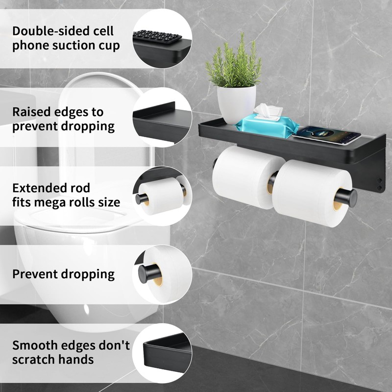 NUOGAO Double Toilet Paper Holder Wall Mount with Toilet Paper
