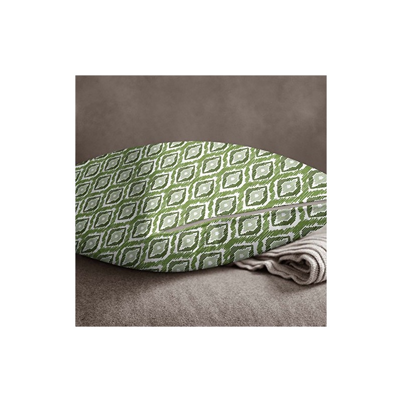 S4Sassy Ikat Print Olive Green 2 Pcs Cotton Poplin Cushion