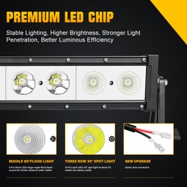 Willpower 36 inch LED Light Bar with Rocker Switch Wiring,90W Single Row Spot Flood Beam Lightbar, Waterproof Roof Bumper Driving Fog Lights for Vehicle 4x4 Off Road Truck Car Cabin Boat ATV UTV