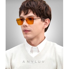 ANYLUV Rimless Blue Light Glasses for Woman, Anti Eyestrain Computer Reading Glasses, Stylish Blue Light Blocking Glasses