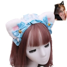 [WinJapan] Cat Ear Headband Headdress, Military Uniform, Lolita Cosplay, Halloween (Headdress Blue)