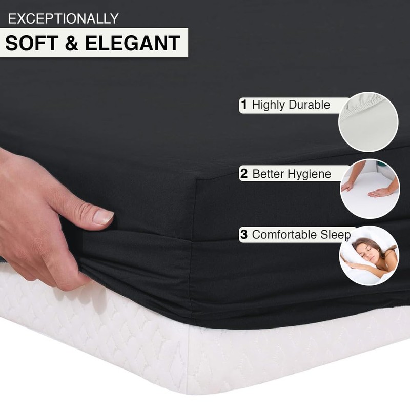 Comfortz Bedding Fitted Sheet Double - Deep Pocket 100% Microfiber