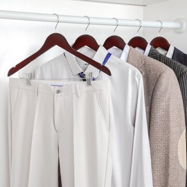 TOPIA HANGER Wooden Suit Hangers with Adjustable Metal Clips (20 Pack), Solid Wood Clothes Hangers, 360° Swivel Hook, Premium Retro Finish Pants Hangers for Clothes Coat, Jeans, Blouse- Cherry CT28M20