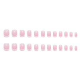Foccna French Fake/False Nails Tips Pink Women's Square Press on Nails Daily Wear Artificail Nails for Nail Art Manicure Decoration (White)