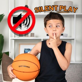 QBOUNCE Silent Basketball - Quiet Bouncing Basketball for Indoor Play (2.0 Version) Premium Bounce & Safe PRO Regulation Grooved Design (Standard)