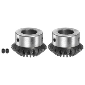 sourcing map 2pcs Bevel Gear 2M 20 Teeth 18mm Shaft Hole 1:1 Tapered Bevel Pinion Gear 45# Steel 2 Module 90 Degree Steering Gear, for Hardware Mechanical Rotation,
