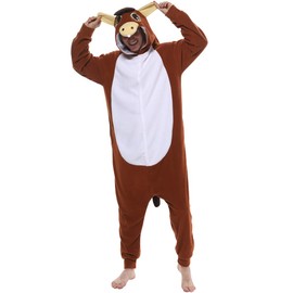 dressfan Donkey Onesie Donkey Costume Cosplay Costume Animal Pajamas Unisex Adult One Piece Pajamas Brown