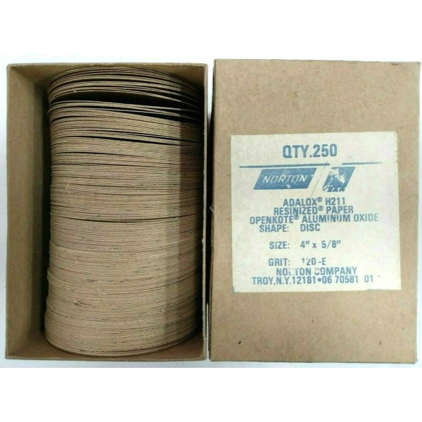 Norton Adalox H211 4"x 5/8" 120-E Openkote A/O Paper Discs