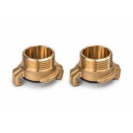PipeSan - Attacco rapido Geka 1 in ottone - Confezione da 2 | Filettatura maschio G1 | Compatibile Gardena | Ottone massiccio