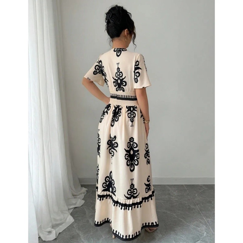 Vestido Casual De Mujer Con Estampado Floral Y Cuello En