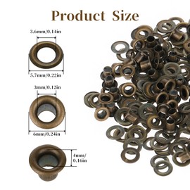 Tiny Grommets Eyelets, 3mm/1/8" 100 Set Grommets Kit Metal Eyelets, Self Backing Eyelets, Metal Grommet Kit for Shoes, Bead Cores, DIY Project(Bronze)