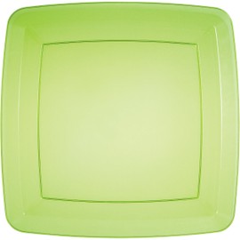 Creative Converting 8 Count Plastic Square Dinner Plates, Translucent Green