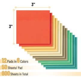 Mr. Pen- Sticky Notes, 3”x3”, 12 Pads, Sticky Notes with Retro Colors