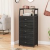 Furnulem Black Dresser with 5 Drawers, Vertical Storage Tower Fabric