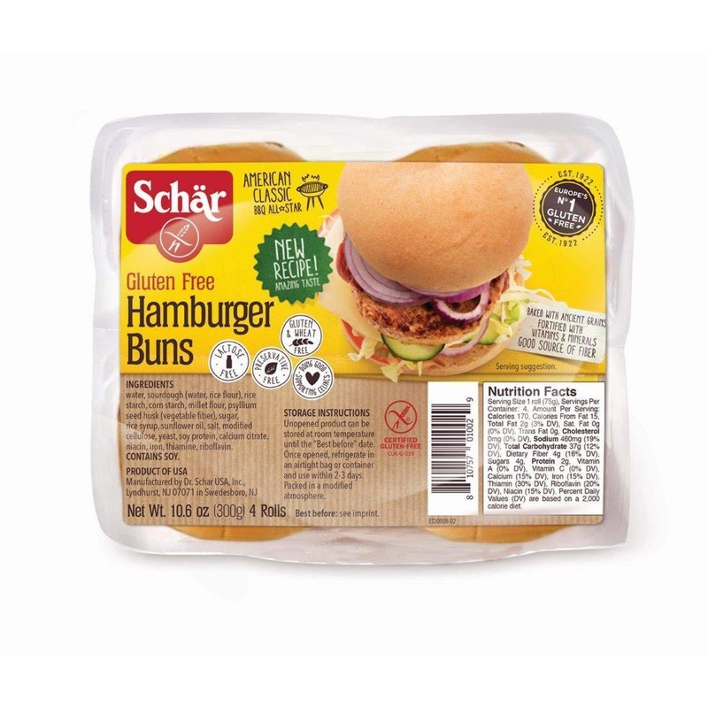 Schar Gluten Free Hamburger Buns 10.6oz 3 Pack - 12