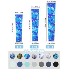 Cooraby 14 Pairs Kids Arm Sleeves Sun Protection Cooling Compression Arm Cover for Toddler Boy Girl Outdoor Sports, Stylish Color, 11-14 Years
