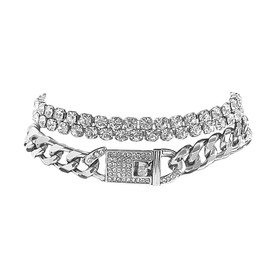 Impurain Bling Tennis Anklet Bracelet for Women Layered Link Chain Anklet Beach Shiny Rhinestone Ankle Jewelry (3-layer Silver)…