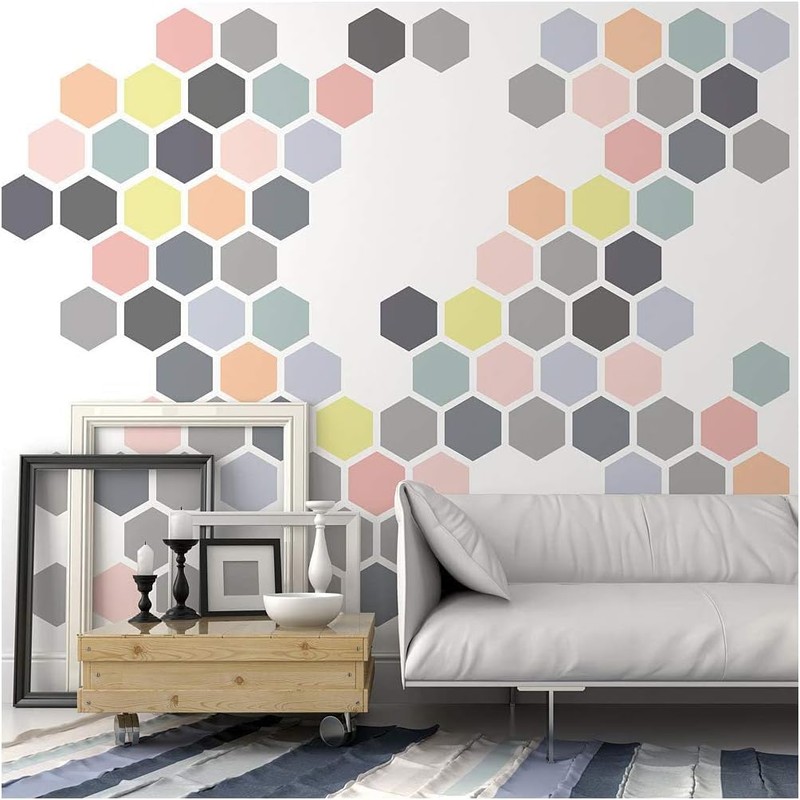 8 Pieces Hexagon Simple Large Wall Stencil for Painting -